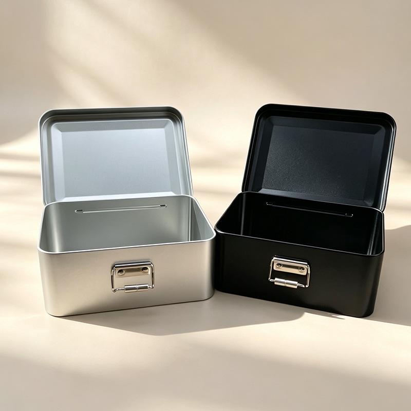 Flip Cover Buckle Iron Box Metal Solid Color Fishing Craft Storage Tin Durable With Lid Fishing Gear Storage Box