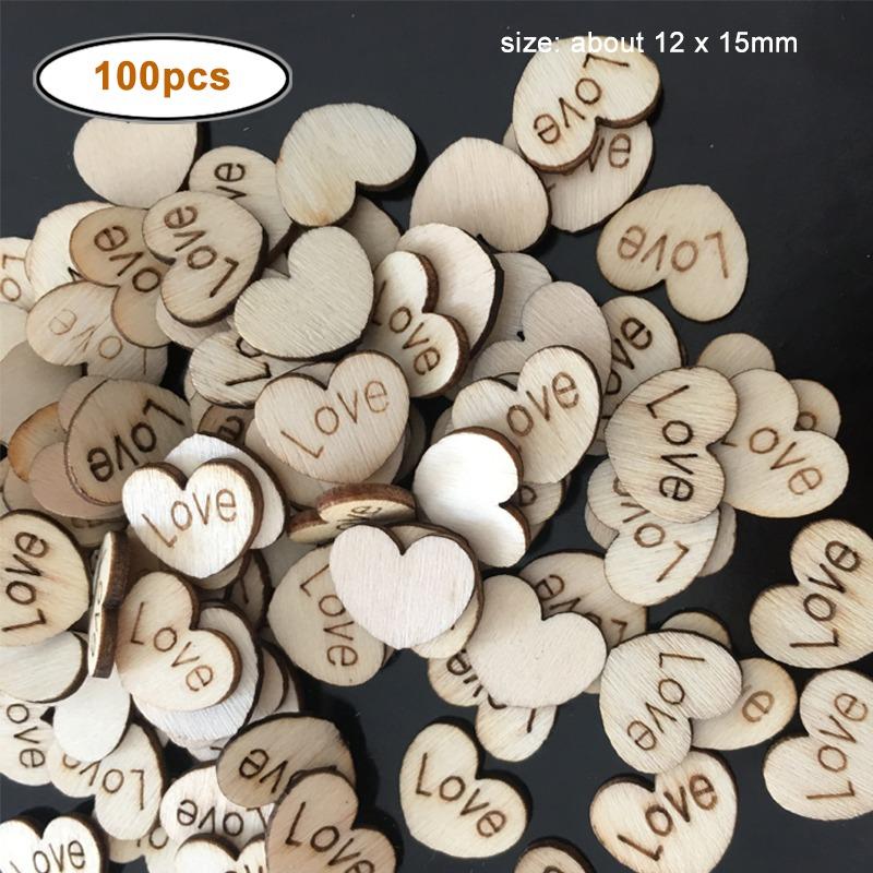 100pcs/lot DIY Blank Mini Heart Wood Slices Discs Wood Heart Love Blank Unfinished Natural Crafts Supplies Wedding Ornaments