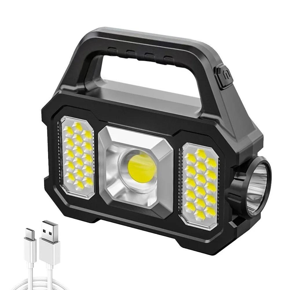 Solar Powered USB Rechargeable Power Bank for Camping Supplies 500 Lumens Powerful Lantern Waterproof 6-speed Rechargeable Light Portable Flashlight