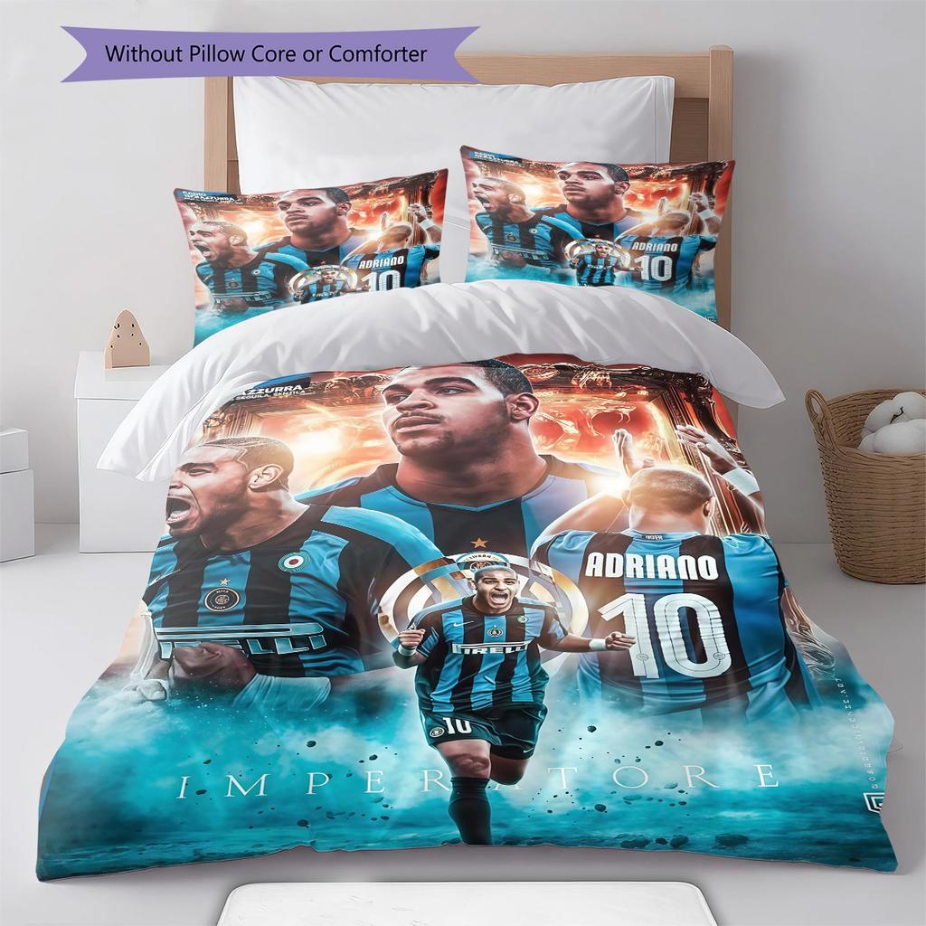 Inter Milan Pattern Bedding Quilt Set Quilt Cover Pillowcase Home Decoration Birthday Gift (1 * duvet cover + 2 * pillowcase, without core)
