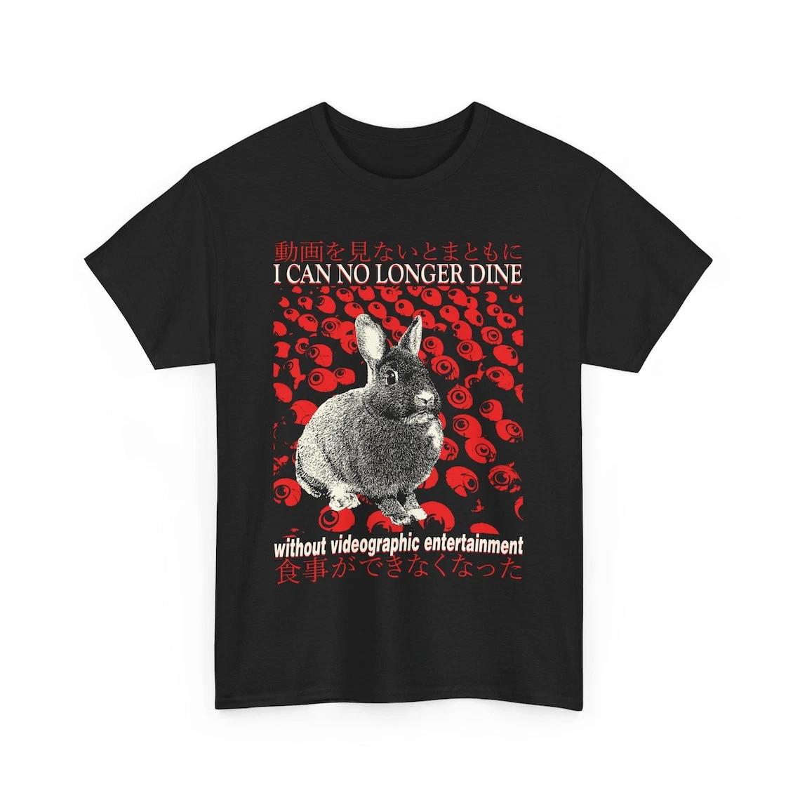 

I Can No Longer Dine Rabbit T-Shirt | Vintage Japanese Graphic Tee | Funny Meme L