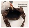 Women's Deerskin Tote with Metal Rivets - Spring/Summer 2025 Casual Shoulder Bag