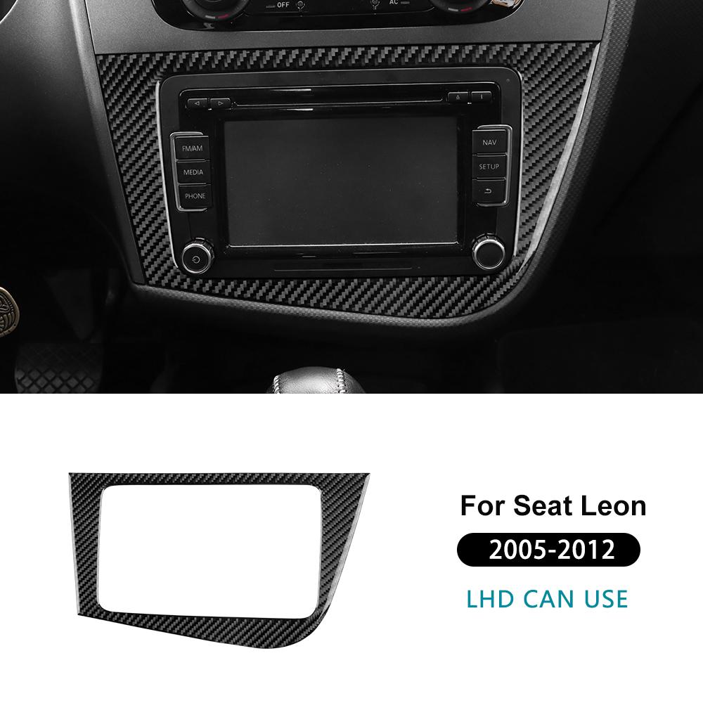 Para Seat Leon 2005 2006 2007 2008 2009 2010 2011 2012 Pegatina Real de Fibra de Carbono Blanda Panel de CD del Coche Accesorios Interiores LHD RHD