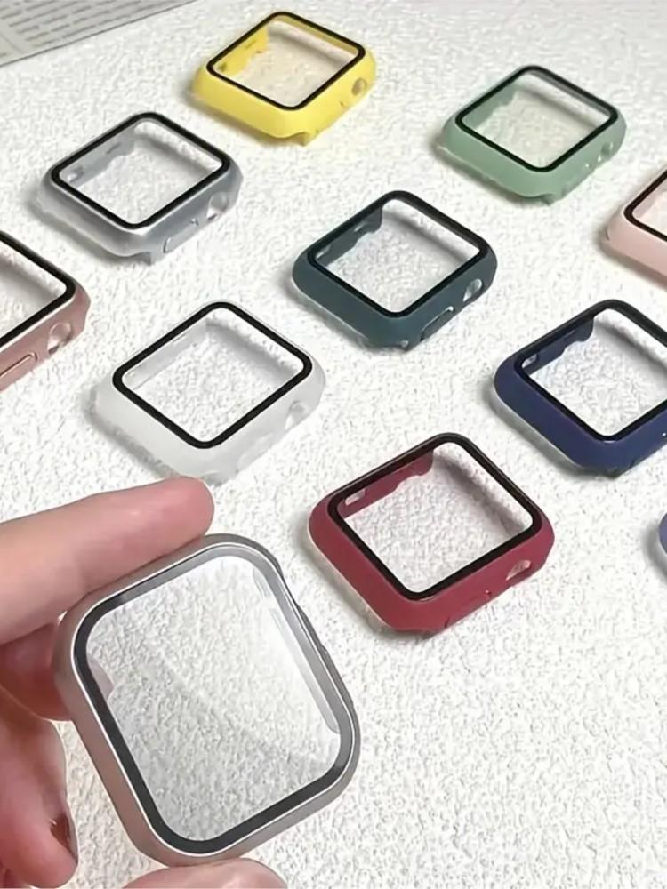 Glass+Cover For Apple Watch case 44mm 40mm 45mm 41mm 42mm 38mm correa Screen Protector iwatch series 9 8 7 SE 3 case Accessories
