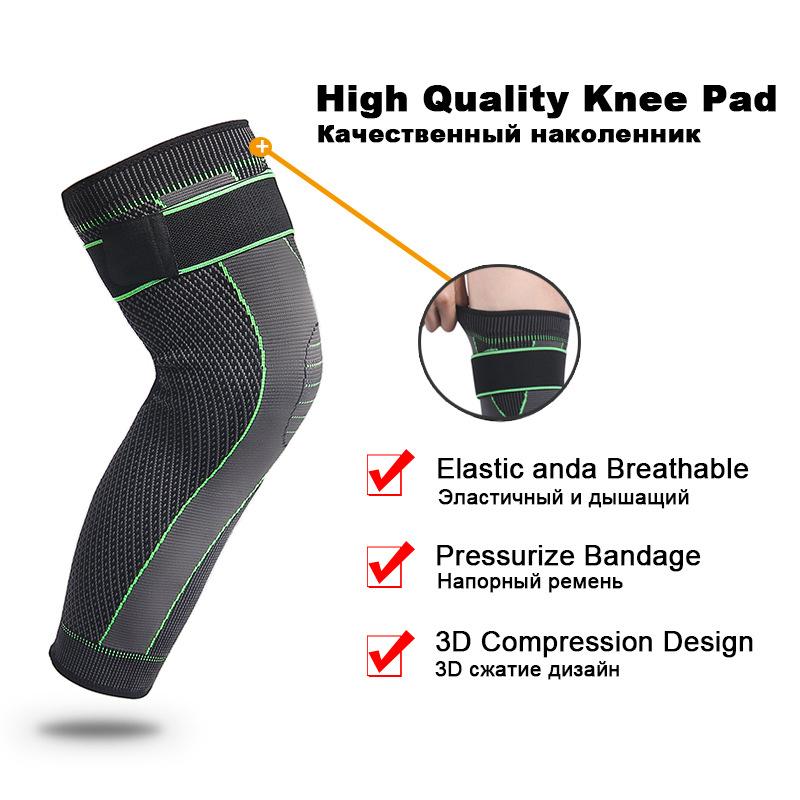 OLIKEI Bandage Compression Knee Sleeve Full Leg Knee Pads Elastic Knee Brace Sports Warm Long Knee Support for Basketball Running Fitness