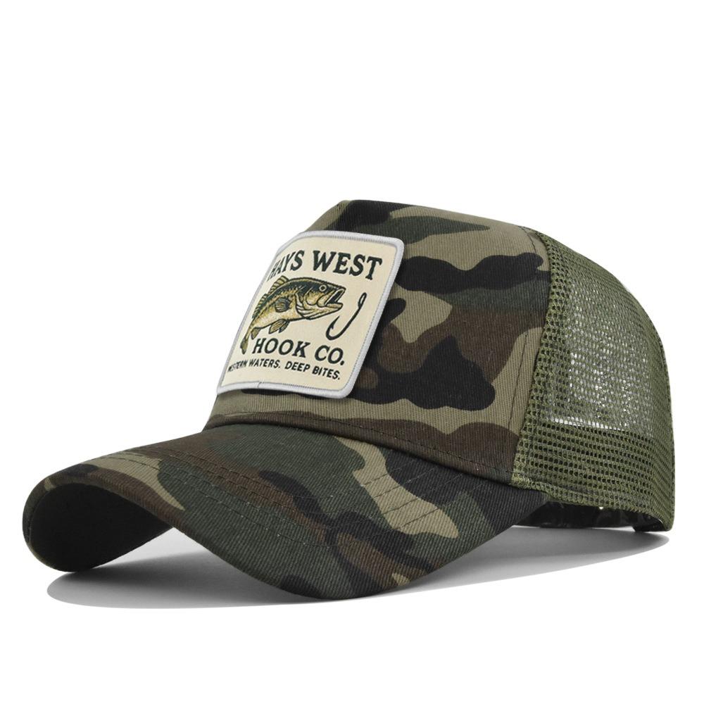 High Quality Outdoor Fishing Snapback Embroidery Design Mesh Hat  Fishing Trips