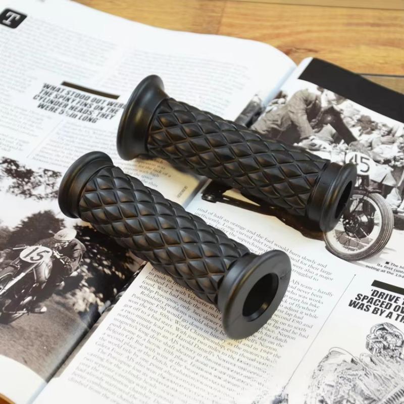 Retro Rubber Motorcycle Handlebar Grips 7/8 22mm Non Slip Motorcycle Handle Grips Compatible With ATV Motorbike Pit Bike чёрный