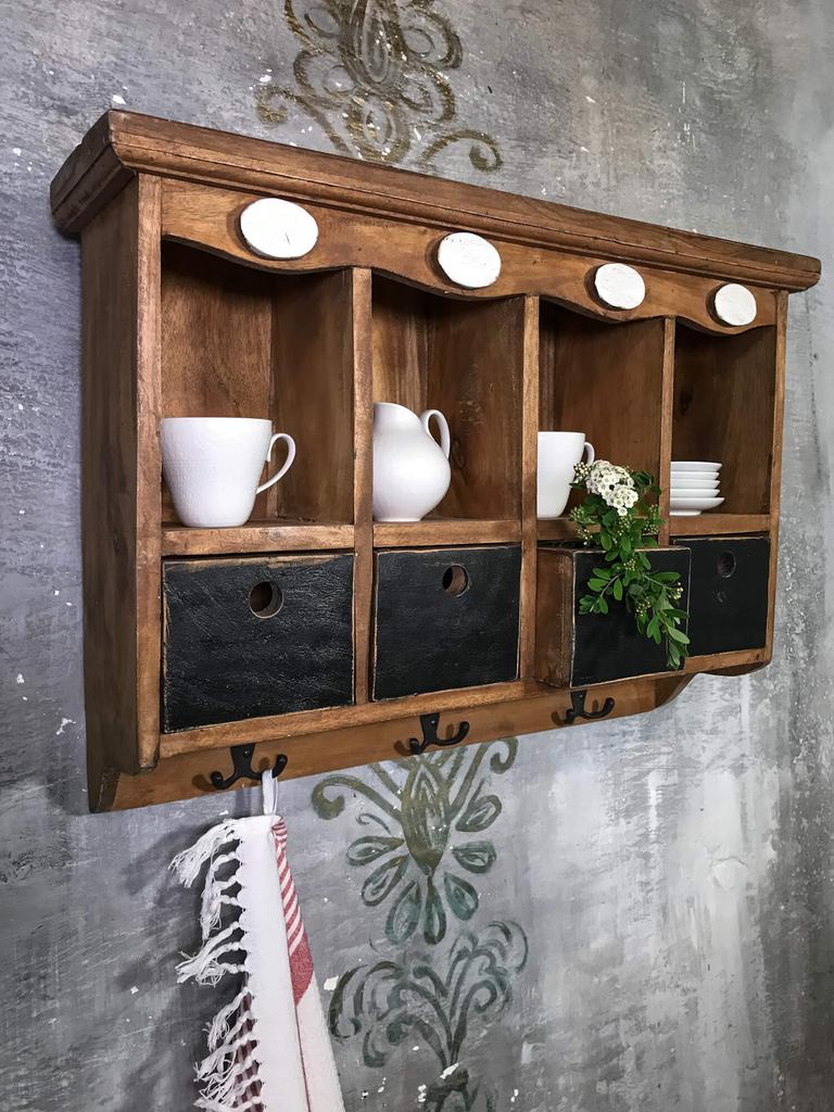 Brown rustic old wood kitchen cabinet