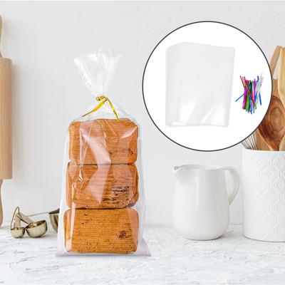 100 Sets Transparent Bag Clear Bakery Bread Packaging Airtight Bags Cellophane Reusable Pouches Opp Loaf Gusseted Poly Toast