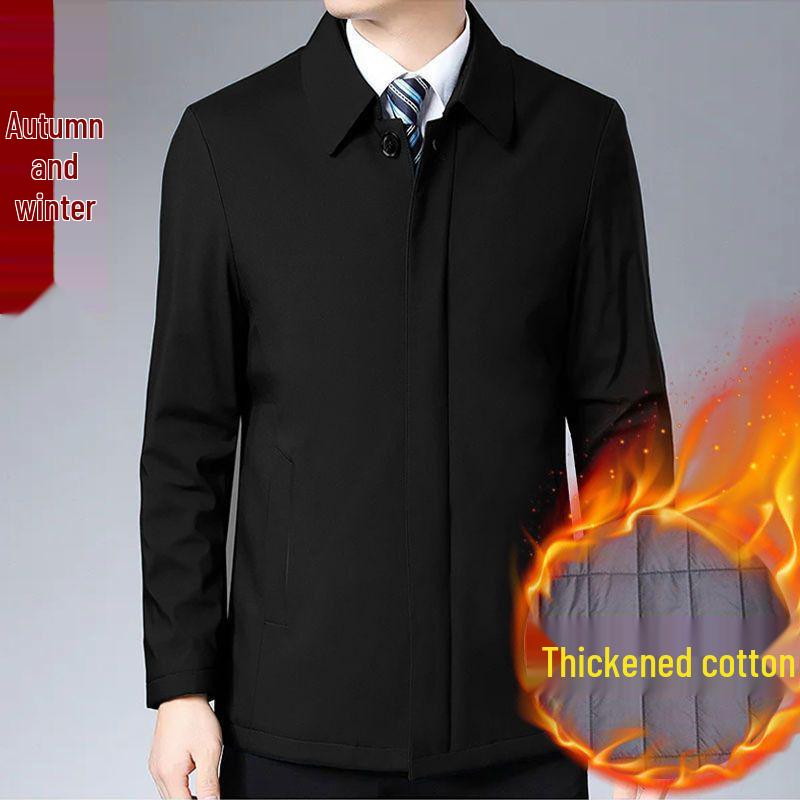 Men's Mid-Length Lapel Button-Up Jacket for Spring & Autumn