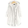 Women's Button Plush Hooded Double-faced Fleece Sweatshirt Fashionable Mid-length Coat