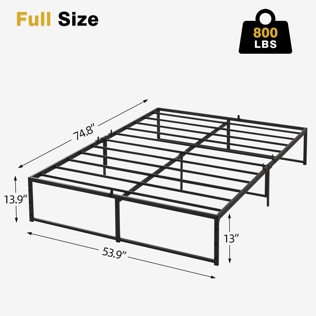 Metal Bed Frame 13 Inch with 3 in 1 Steel Support Heavy Duty Metal Platform Bed Frame No Box Spring Needed Mattress Foundation