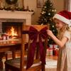 Christmas Bow Chair Back Cover Decoration Ornament Chair Ties For Dining Holiday Home Wedding Party Winter Festival