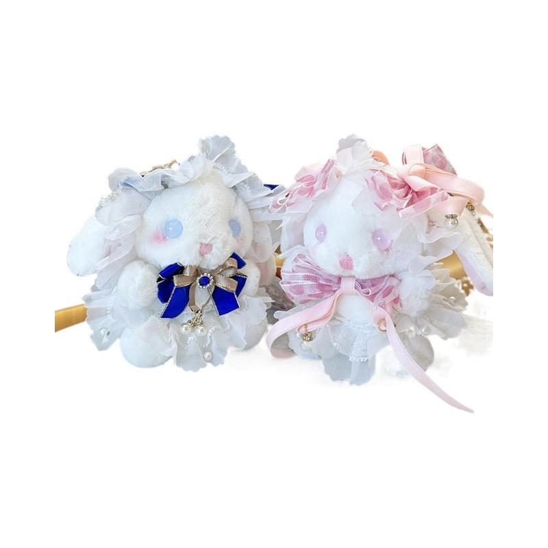 Cute Lolita Rabbit Pendant Plush Toy Soft Short Plush Doll Girl Gift Decor 14cm