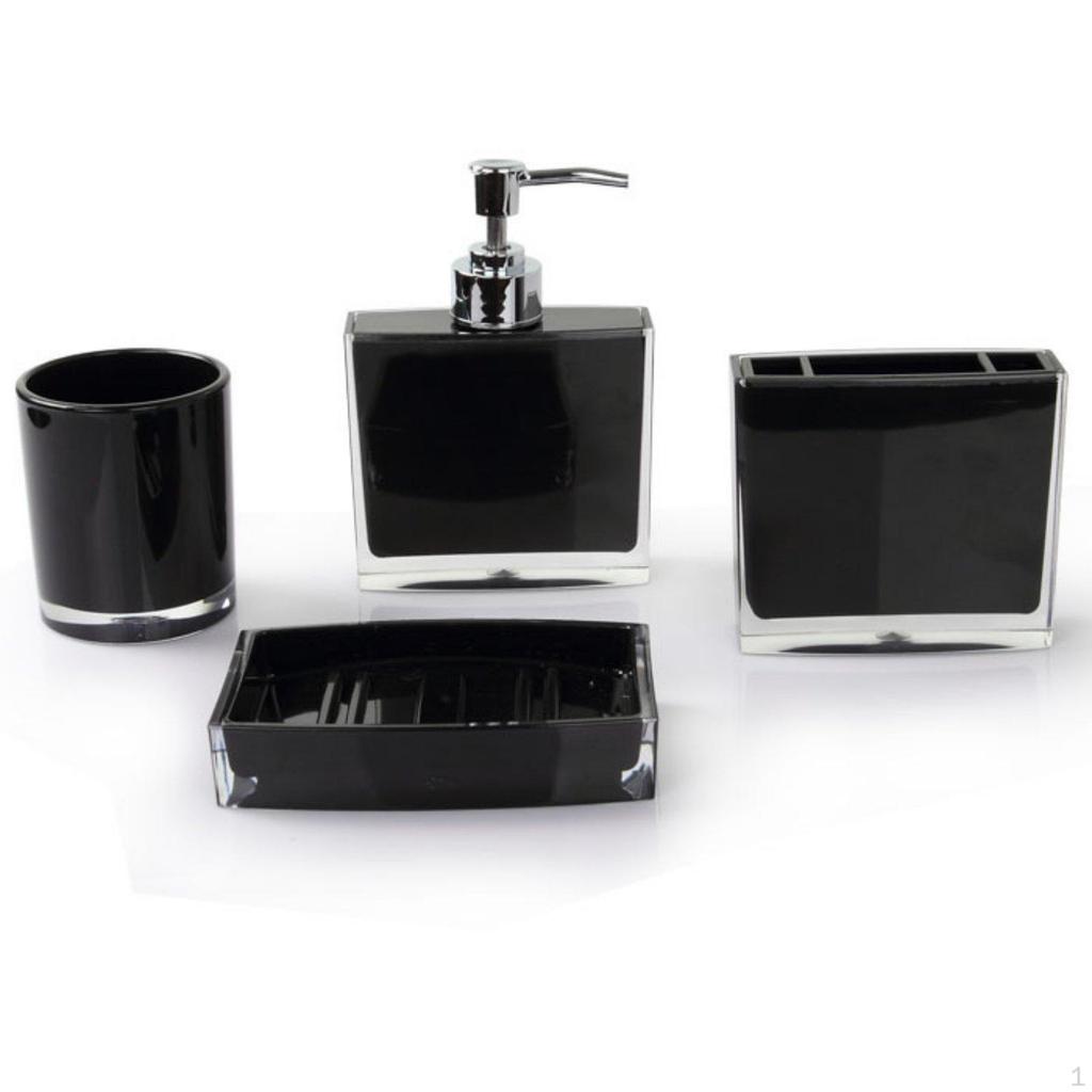 4-teiliges Badezimmer-Accessoire-Set Seifenspender und Zahnbürstenhalter für