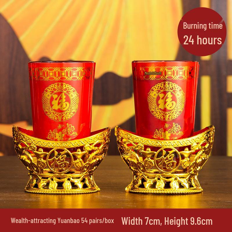 Smokeless Crystal Candle for Buddha Offerings, Housewarming, or New Year Celebrations - Windproof Red Butter Lamp