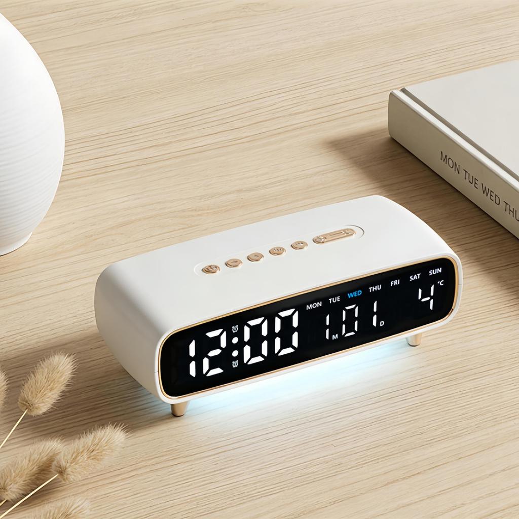 LED Digitaler Wecker Sprachsteuerung Temperatur Datum Wochentag Anzeige Timer Helligkeitseinstellung Elektronische Tischuhr Mit Umgebungslicht 12/24H