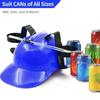 Novelty Place Guzzler Drinking Helmet - Adjustable Can Holder Cap Drinker Favor Hat - Straw for Beer and Soda - Party Fun Drinking Gadget (Blue)