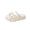 2024 Summer Beach Sandal Woman Luxury Med Clogs With Heel Female Shoe Two Weare All-Match Retro Medium Comfort New Outside Thick
