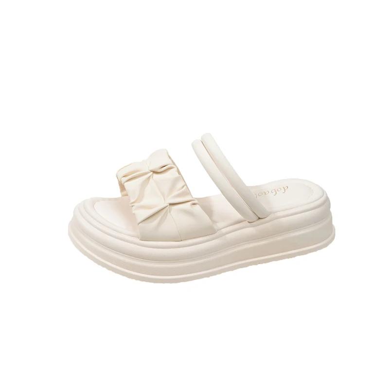 2024 Summer Beach Sandal Woman Luxury Med Clogs With Heel Female Shoe Two Weare All-Match Retro Medium Comfort New Outside Thick