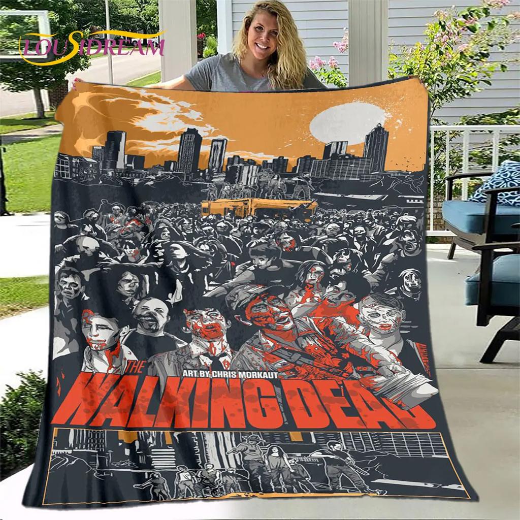 The Walking Dead Korku Yumuşak Peluş Battaniye, Flanel Battaniye Atmak Battaniye Oturma Odası Yatak Odası Yatak Kanepe Piknik Örtüsü Bettdecke