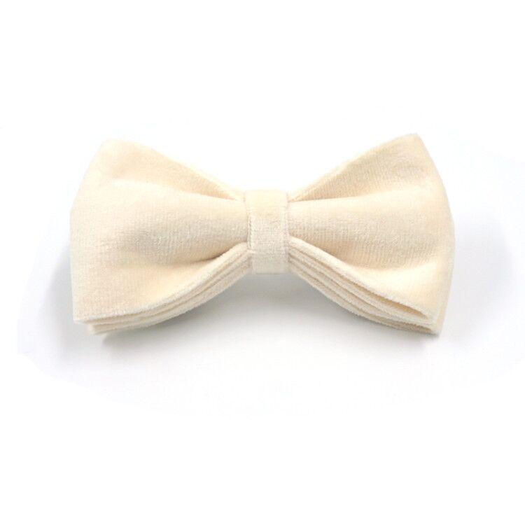 Cream Velvet Detachable Bow Tie Dog Collar - Fashionable Pet Accessory M: 11*6cm