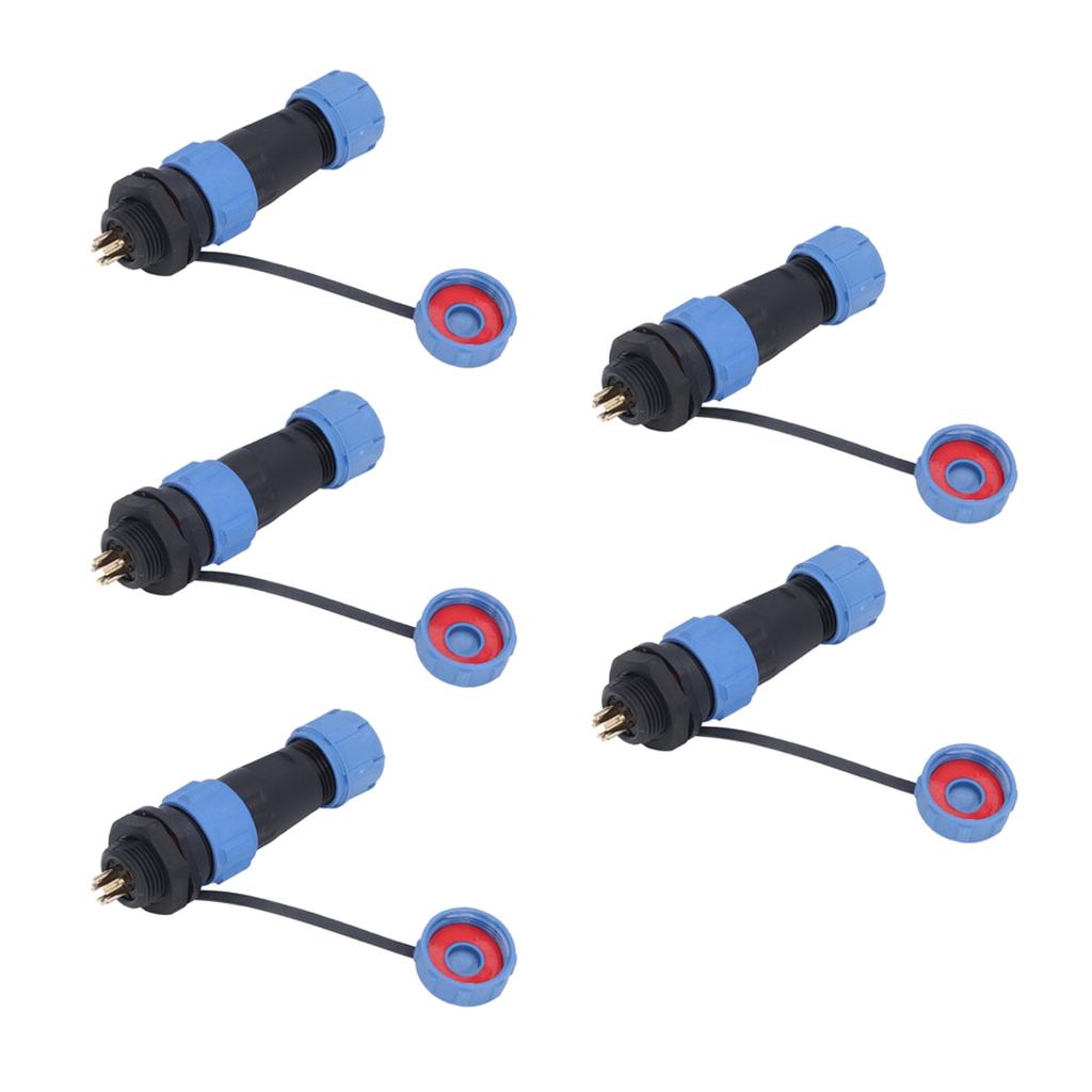 5PCS Industrial Electrical Power Cable Connector 5 Pin IP68 Waterproof Aviation Bulkhead Connector A