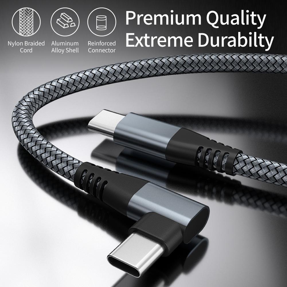 Double-ended Type-c PD Fast Charging Data Cable C to C 90 Degree Elbow 60W Notebook Computer Mobile Phone Charging Cable