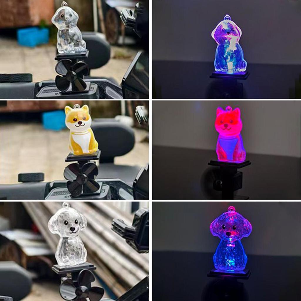 Dog Figurine Motorcycle Light Up Decoration Wind Powered Animal Figurine for Motorcycle Handlebar Outdoor Cycling Night Riding