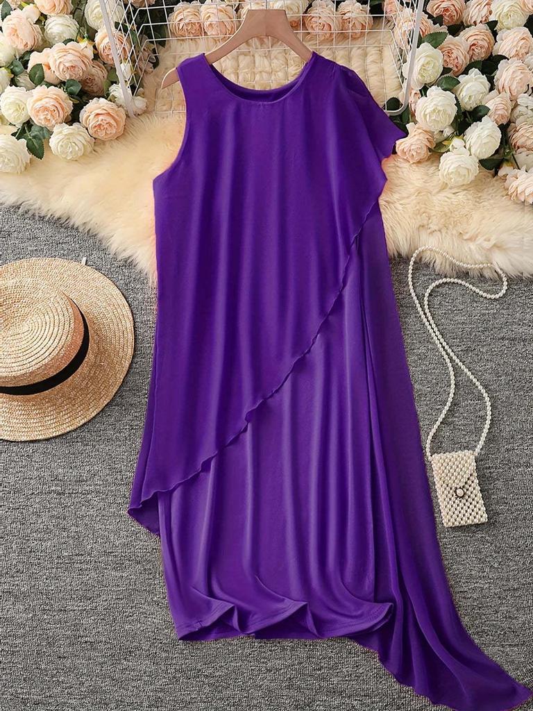 2025WIsh Urban Chic Sleeveless Summer Dress: Elegant, Irregular Chiffon Design
