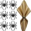 Halloween Spider Napkin Rings Metal Alloy Napkin Holder Rings Serviette Buckle Ring for Halloween Party Kitchen Dinner Table Decorations (Black)