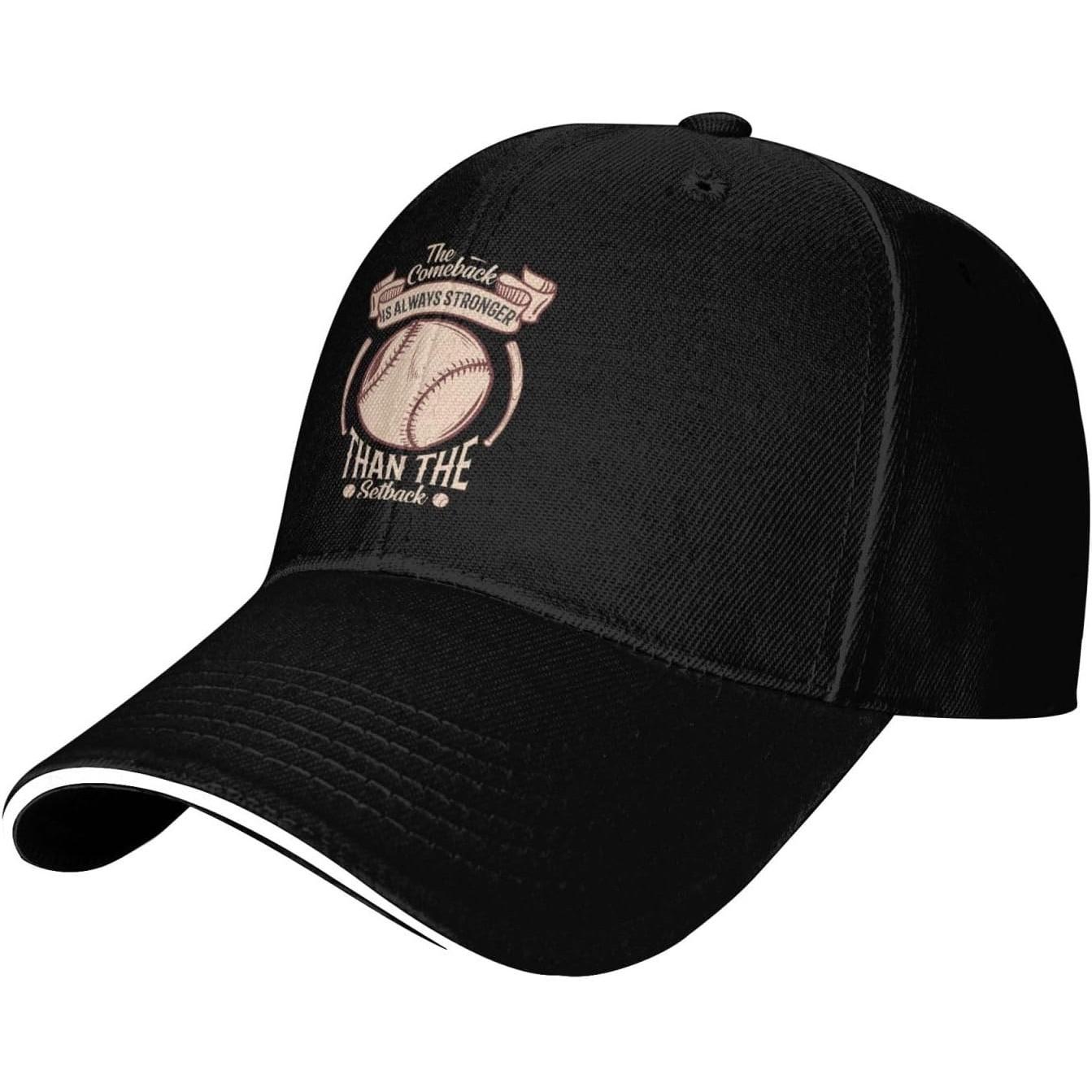 Comeback Is Stronger Than Setback Baseball Cap Polyester Adjustable Trucker Hat Casual Sun Hat for Unisex Women Adjustable