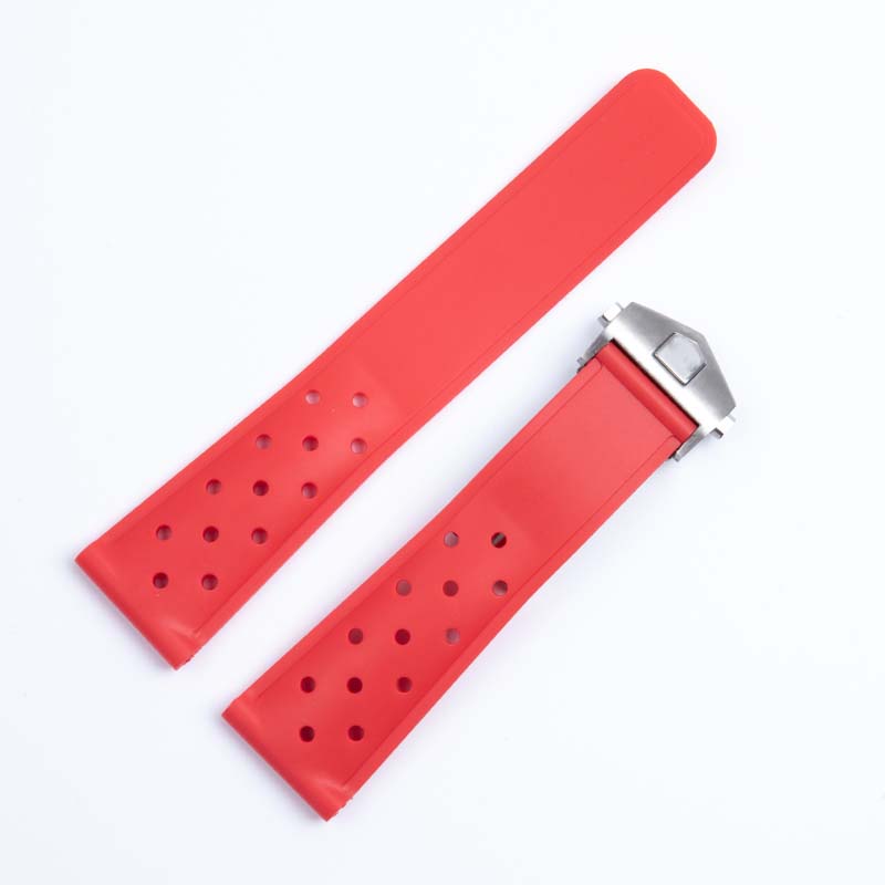 22mm Breathable Silicone Watchband for TAG Heuer F1 CAZ201 WAZ2113 CAZ1010 Watch Strap Soft Rubber Bracelet and Folding Buckle
