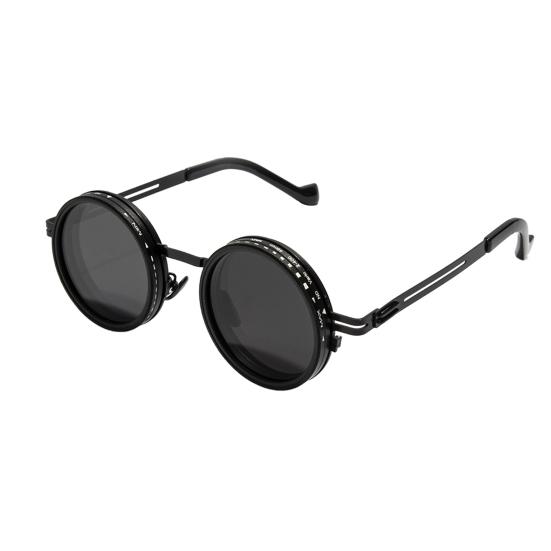 Round Sunglasses Black Finish ND Filters Polarized Lenses UV Protection Clarity Glasses Fashion Accessories