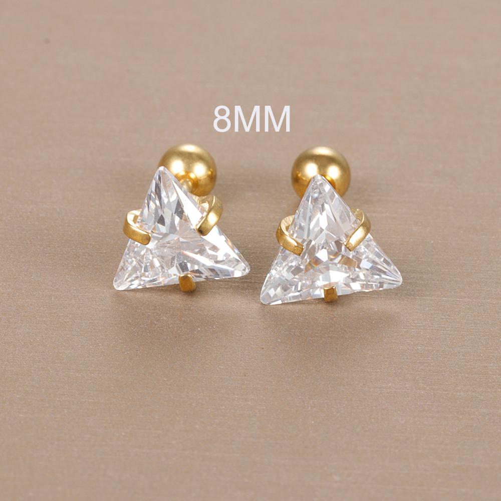 

2PC Stainless Steel Minimal Crystal Triangle Piercing Earrings Helix Studs Tragus Cartilage Studs Earring Christmas Jewelry Gift