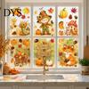Fall Decorations for Windows 6 Sheets Autumn Harvest Window Stickers, Thanksgiving Cartoon Static Cling with Art Pumpkins Maple Leaves Scarecrows Home
