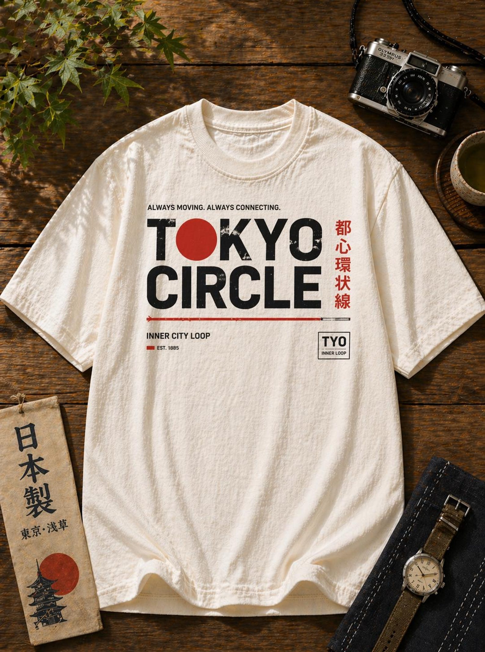 Tokyo Circle Urban Street Tee – Japanese Minimal Graphic Black Shirt 2XL