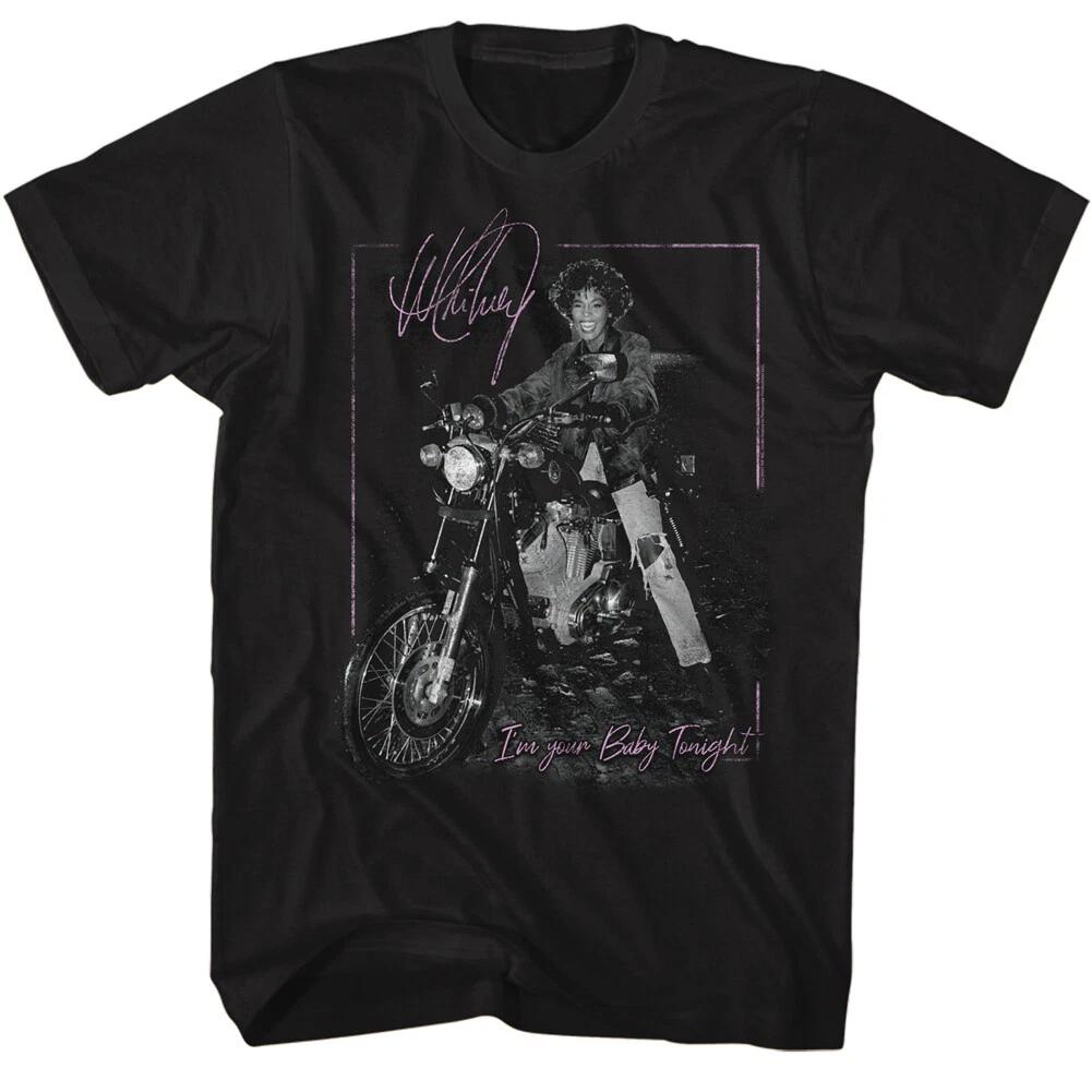 Whitney Houston Motorcycle I m Your Baby Tonight Men s T Shirt R & B Pop Music S