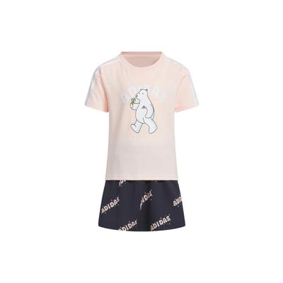 Kids  Casual Sports Set Graphic Tee Set Animal Letter Print Short Sleeve T-Shirt Straight Leg Shorts Set Kids Sets IQ0853
