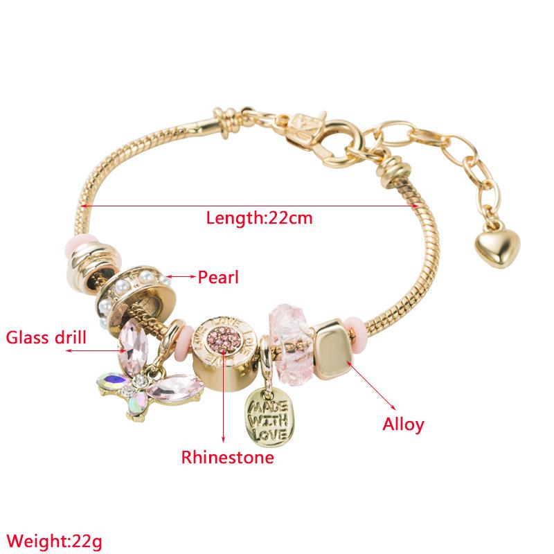 Korean Style INS Fashion New DIY Alloy Bracelet Beautiful Butterfly Crystal Bracelet for Women Dora Trendy Bracelet Accessories