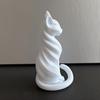 Cat Sculpture, 3D Printed Matte White Desktop Decor with Artistic Lines, Home Ornaments for Shelf Display, Minimalist Decor Gift for Cat Lovers