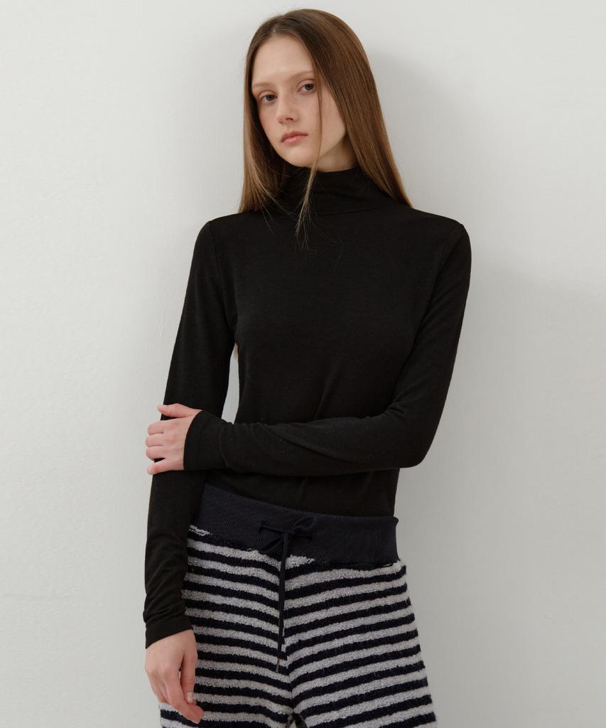 Wednesday Oasis For Woman Nasty Basic Turtleneck Long Sleeve T-Shirt_4 Colors (W25-Tp50)