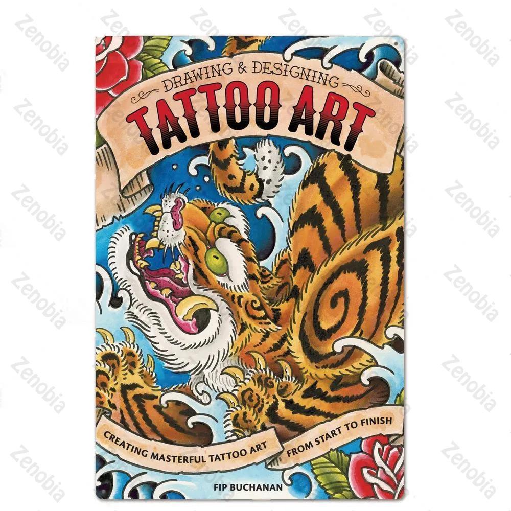 Affiche Métal Tatouage Plaque Métal Décor Boutique de Tatouage Plaque Décorative en Fer Décoration Murale Plaque en Étain Shabby Chic