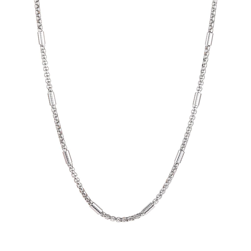 Square Clamp Tube Stainless Steel European American Unisex Bamboo Chain Electroplated 41-50cm Sweater Chain Simple Necklace