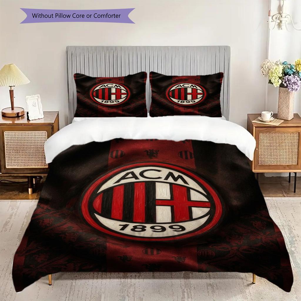 Eredità AC Milan: Set Glory a tre pezzi (1 * copripiumino + 2 * federa, senza nucleo) Set biancheria da letto Copripiumino e federa Morbido e confortevole