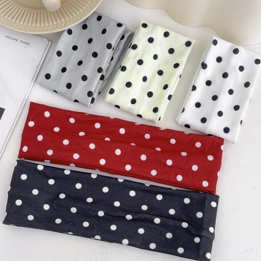 Polka Dot Yoga Elastic Headband Fashionable Dot-pattern Makeup Headband Sports & Fitness Sweat-absorbent Hairband