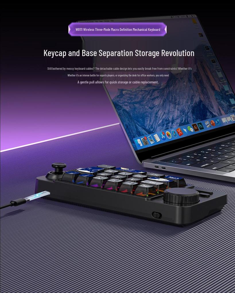 RGB Hot-Swappable Three-Mode Mechanical Mini Keyboard with Joystick and Macro Functions