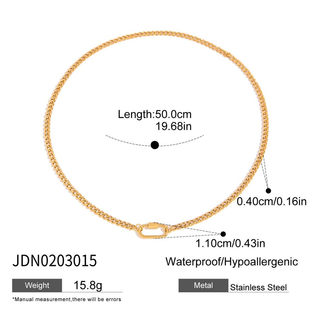 Youthway Minimalist DIY Chain Necklaces Stainless Steel Paper Clip Locking Pendant Necklace Waterproof Women Accessories Gift