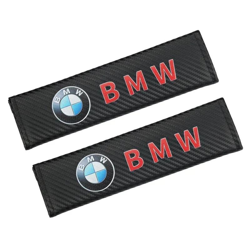 

2025 New 2Pcs Carbon Fiber Car Brand Logo Safety Seat Belt Cover Car Shoulder Pad For BMW M E39 E36 E60 E90 E46 F30 F10 F20 E53