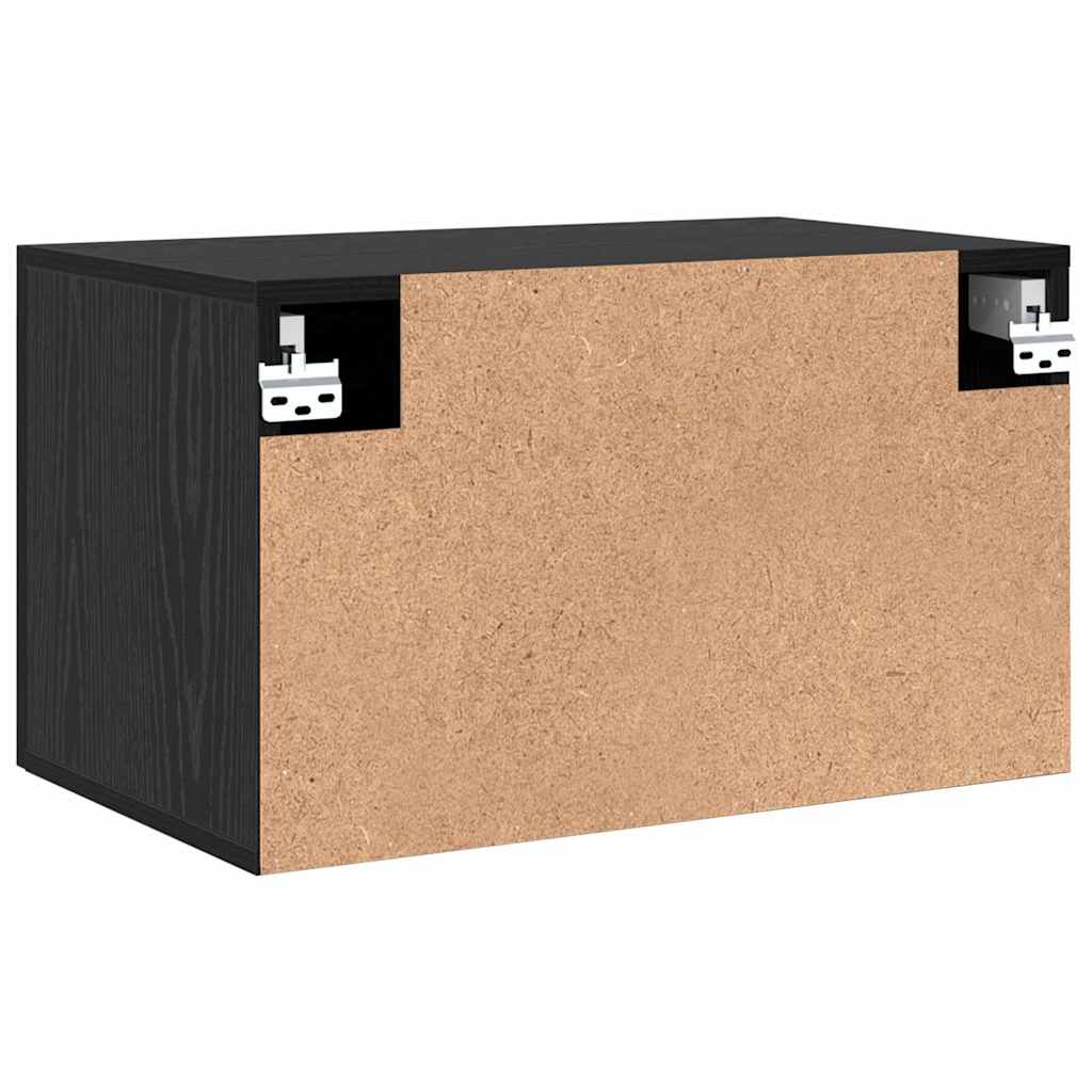 Wall Mounted Cabinet Black Oak Effect 60 X 36.5 X 35 Cm